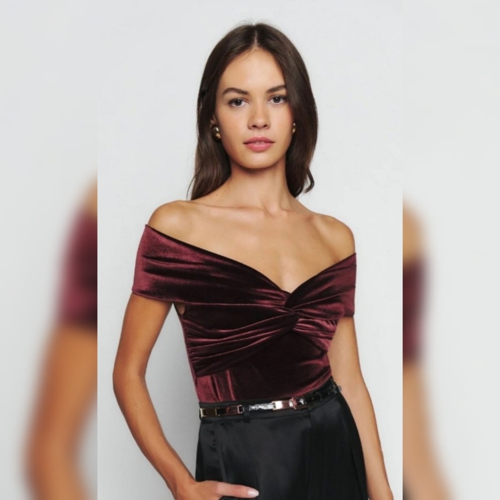 Reformation Ezlynn Knit Velvet Top S NWT